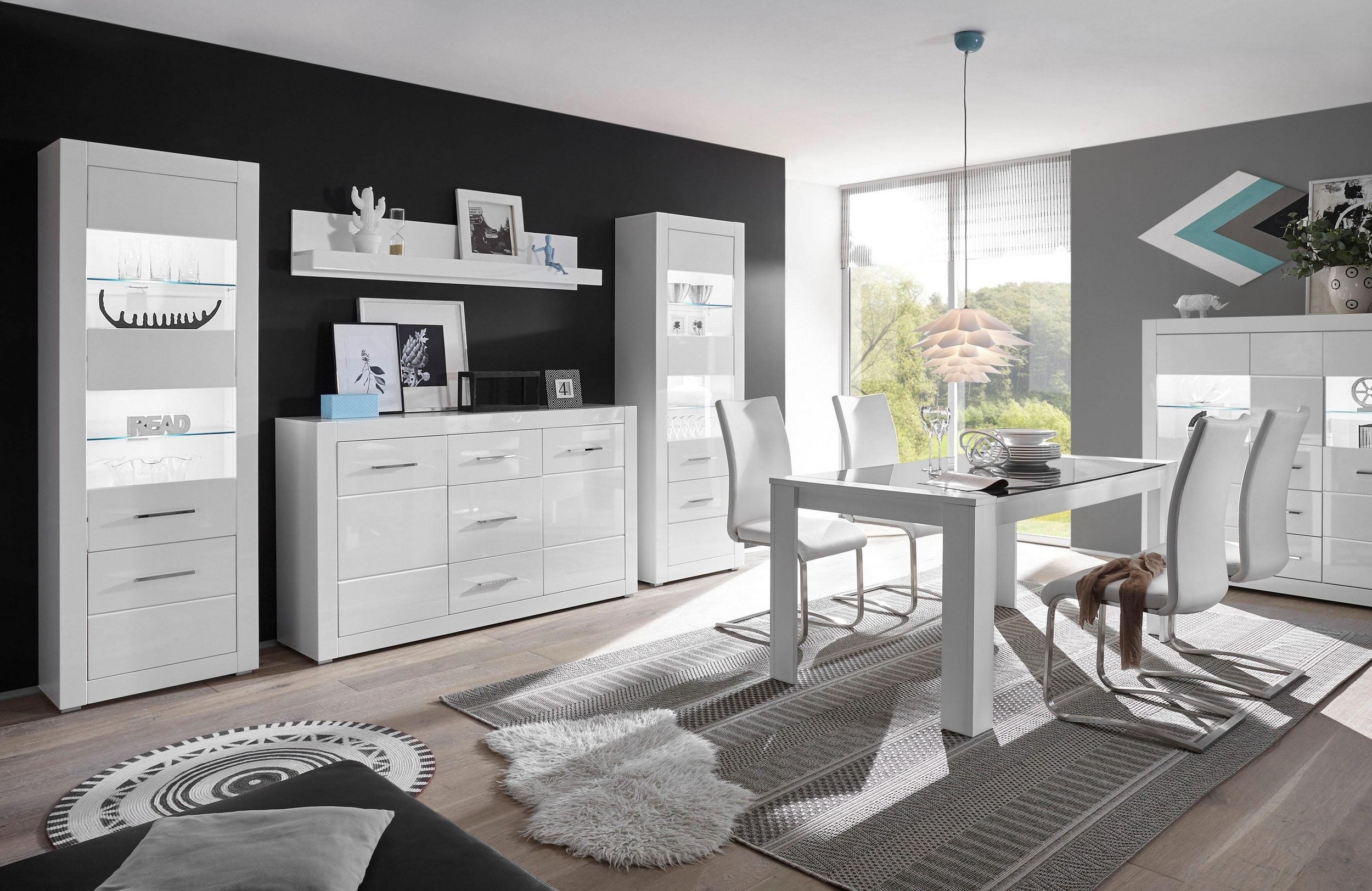 Set living Bianco , Alb lucios , 314 cm latime Arboteca