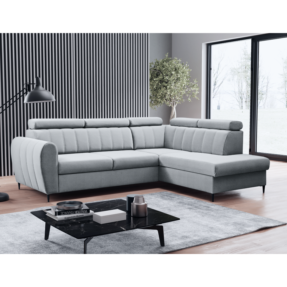 Canapea extensibilă AVILA, gri deschis, pe dreapta, 262x200x91 cm Kondela