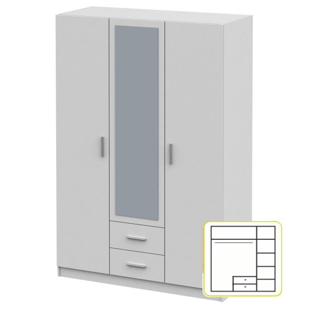 Dulap MENFI TIP 2, alb, 134.2x60x200 cm Kondela
