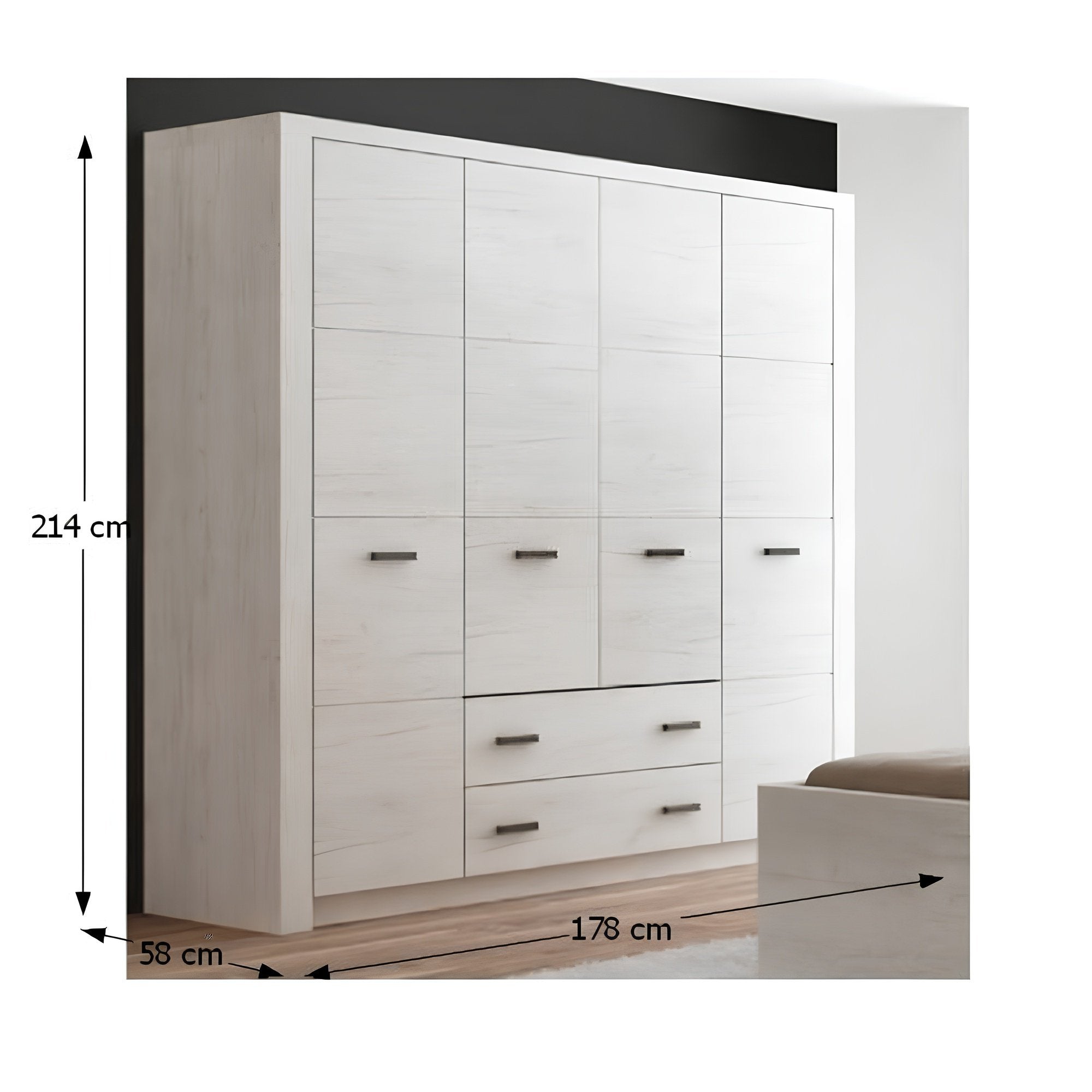 Dulap ASOLO, frasin alb, 178x58x214 cm Kondela