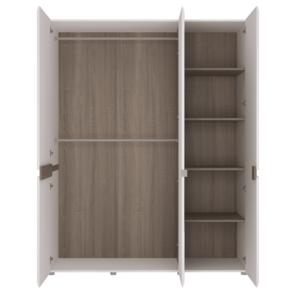 Dulap SARNO TIP 22, alb extra luciu ridicat /stejar sonoma truflu închis, 164x59x209 cm Kondela