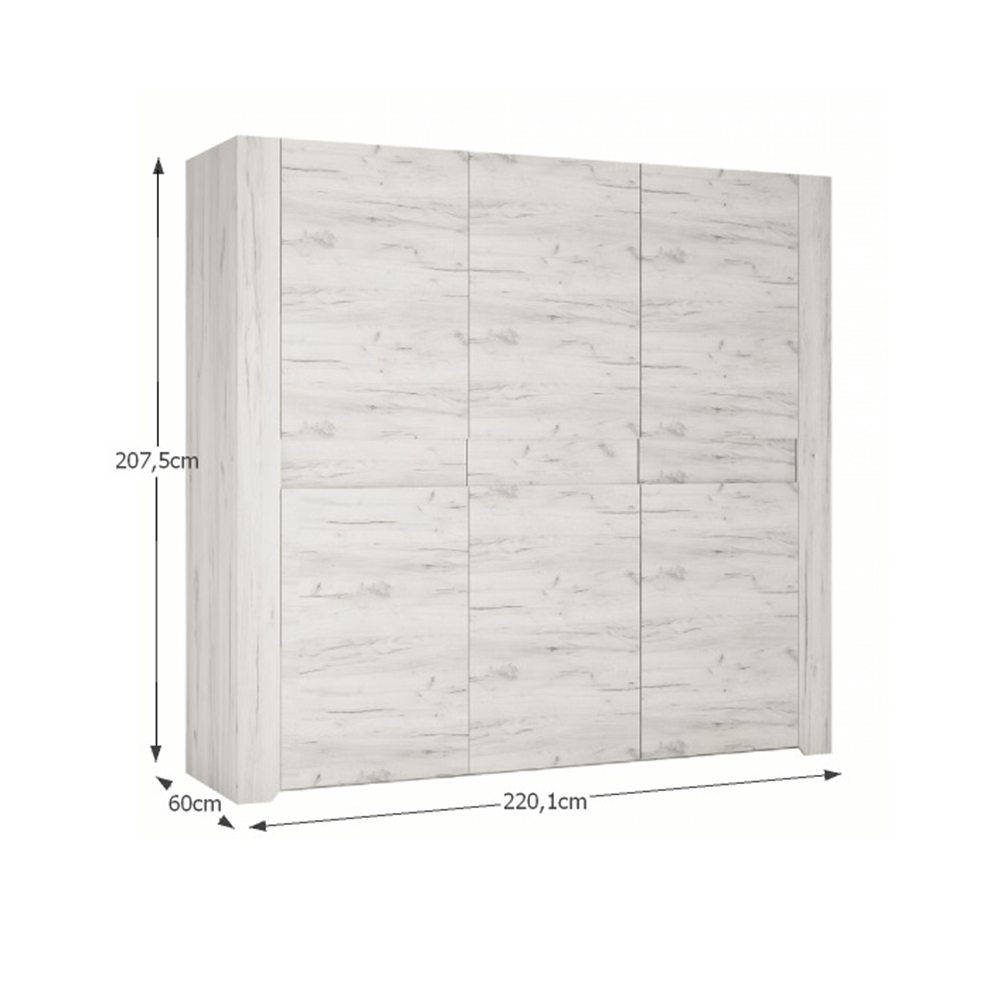 Dulap TIP 22 cu 3 uși HYDRA, alb, 220.1x60x207.5 cm Kondela