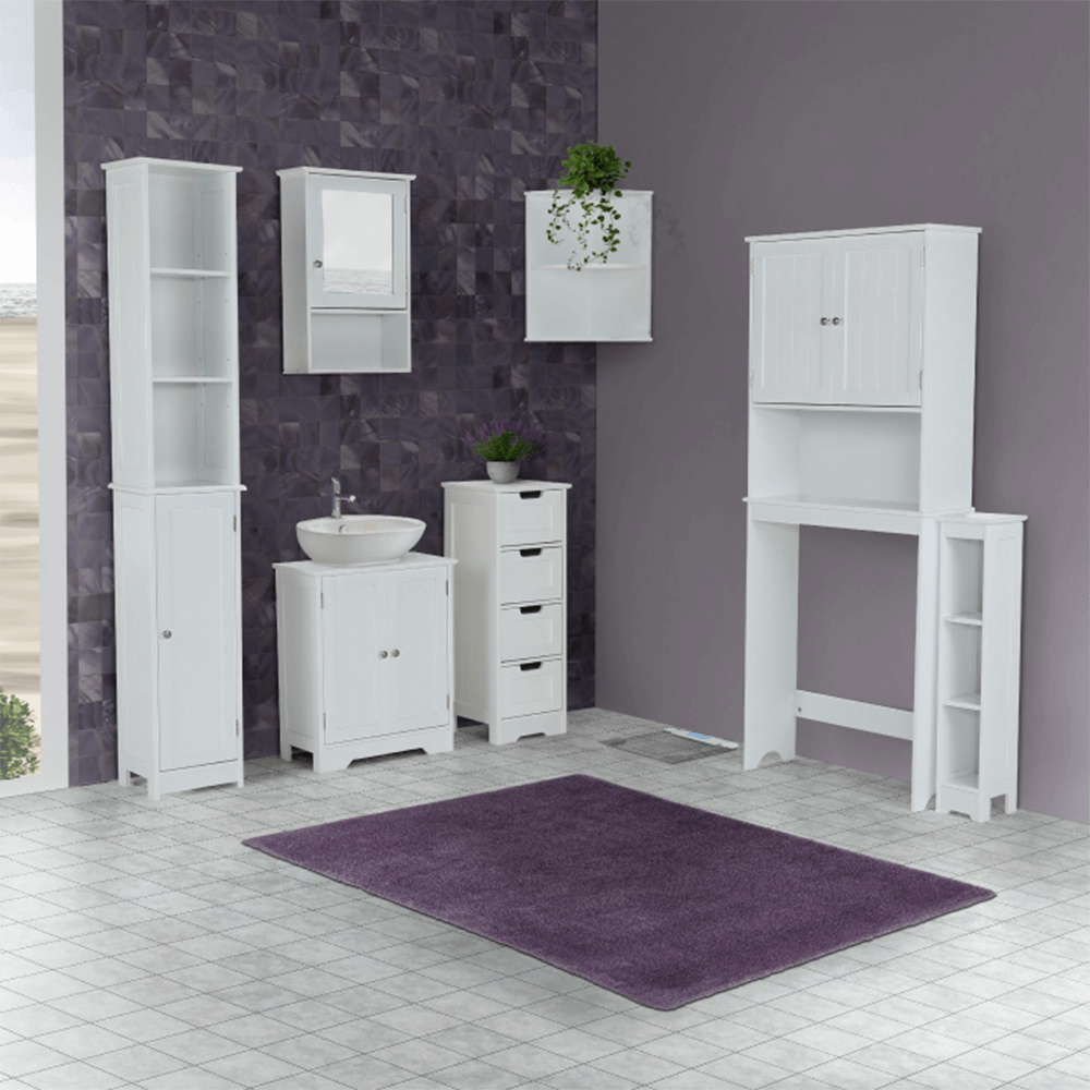 Dulăpior deasupra la WC SLANO 5, alb, 65x22.5x155 cm Kondela