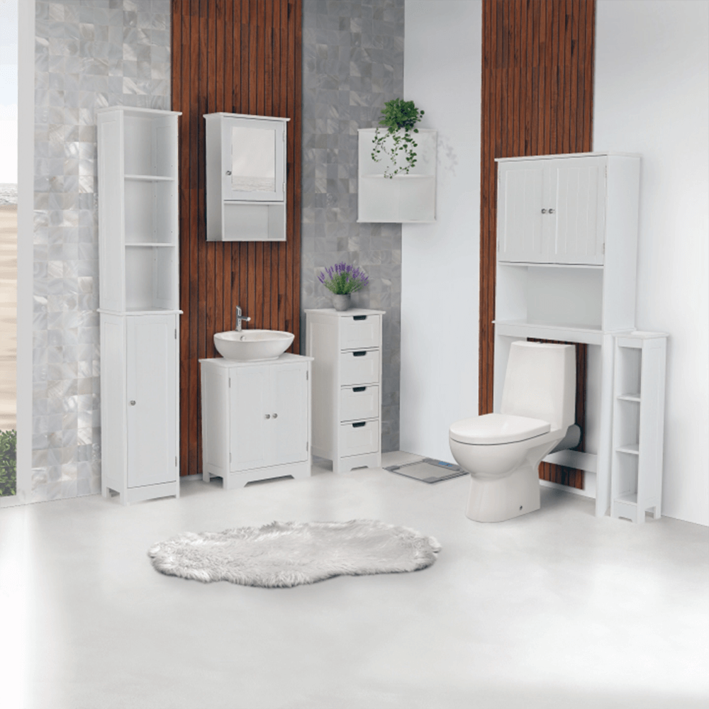 Dulăpior deasupra la WC SLANO 5, alb, 65x22.5x155 cm Kondela