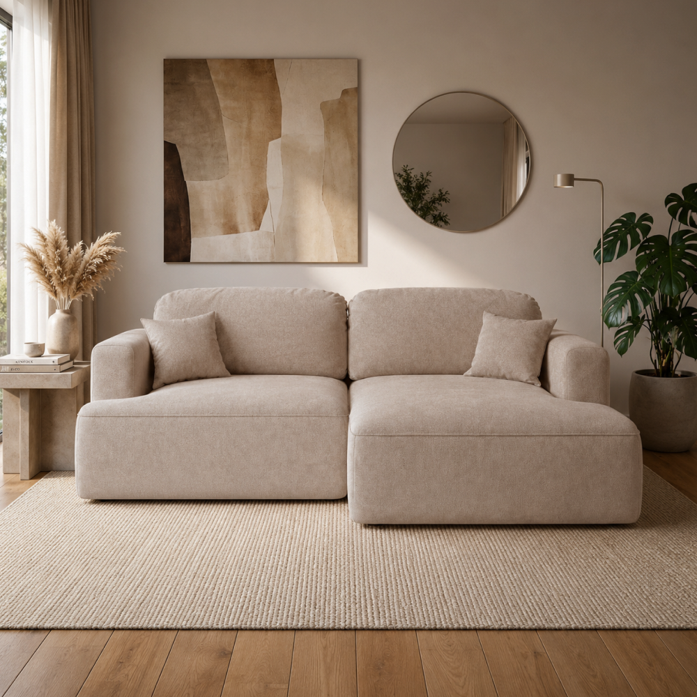 Set canapea de colț PATRAS, bej Taupe, pe dreapta, 240x154x68 cm Kondela