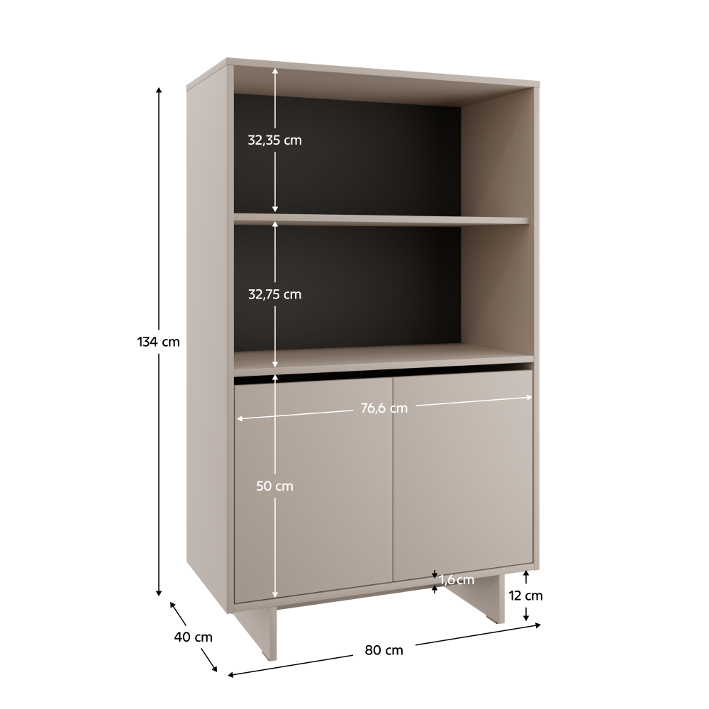 Comodă STANDO STD04, cașmir, 2 uși, 80x134 cm Kondela