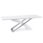 Masă extensibilă de bucătărie, alb extra strălucitor/metal, 160-220x90 cm, KROS Kondela