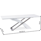 Masă extensibilă de bucătărie, alb extra strălucitor/metal, 160-220x90 cm, KROS Kondela