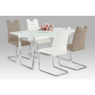 Scaun dining KOMIZA, alb/cusătură culoare deschisă, piele ecologică/crom, 43x44x96 cm Kondela