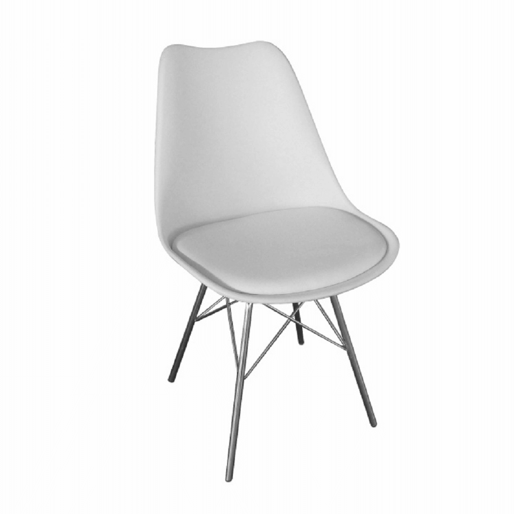 Scaun VITTORIA, alb/crom, metal/plastic/piele eco, 48x57x83 cm Kondela