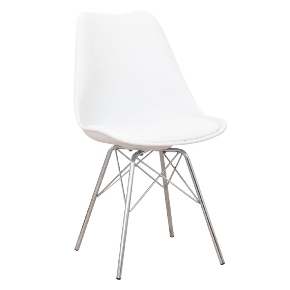 Scaun VITTORIA, alb/crom, metal/plastic/piele eco, 48x57x83 cm Kondela