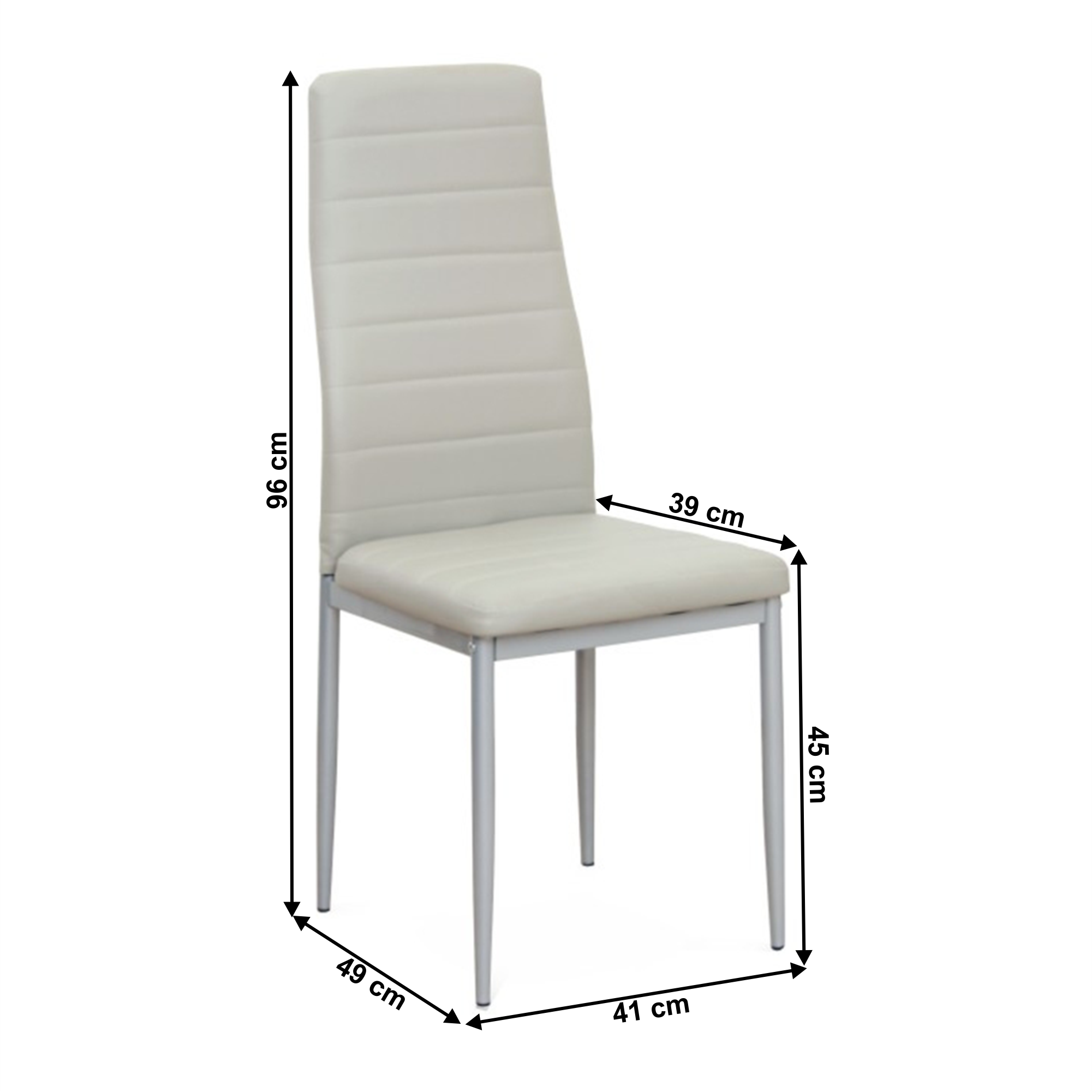Scaun SAPRI, piele eco gri deschis/metal gri, 41x49x96 cm Kondela