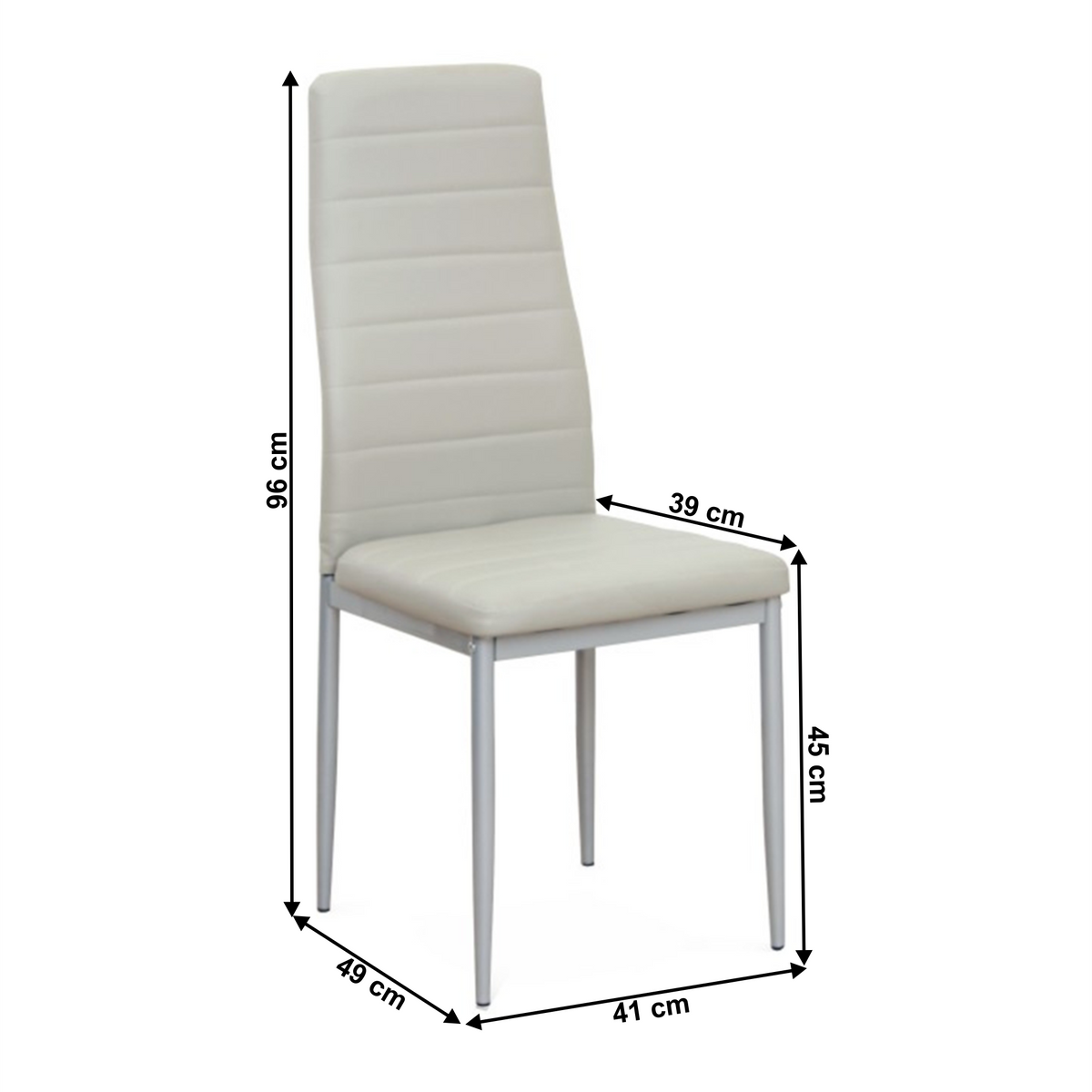 Scaun SAPRI, piele eco gri deschis/metal gri, 41x49x96 cm Kondela