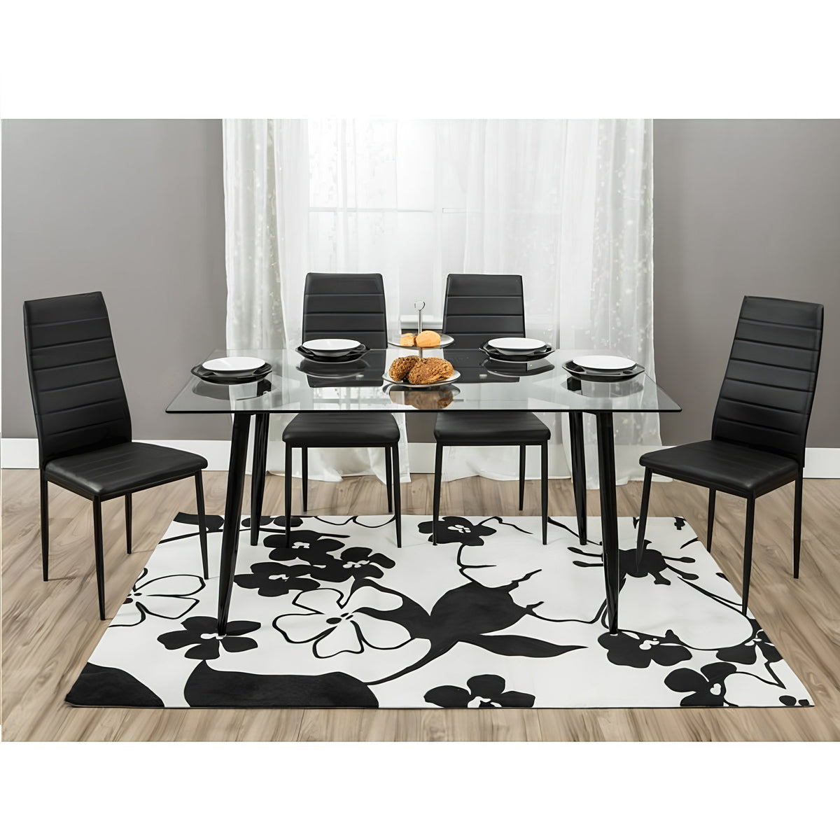 Scaun SAPRI, piele eco neagră/metal negru, 41x49x96 cm Kondela