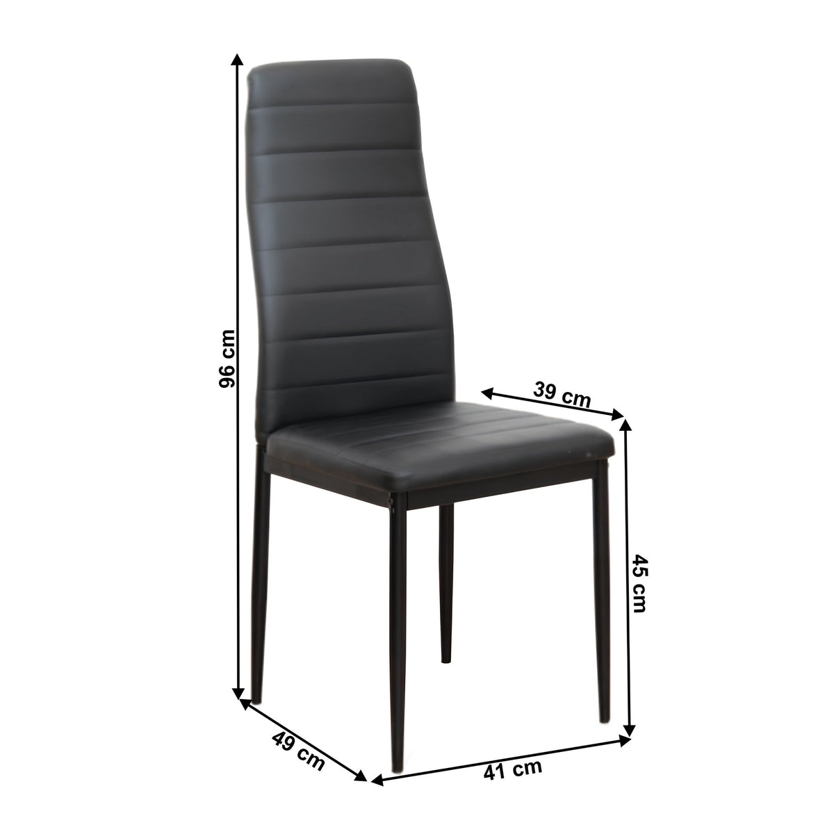 Scaun SAPRI, piele eco neagră/metal negru, 41x49x96 cm Kondela