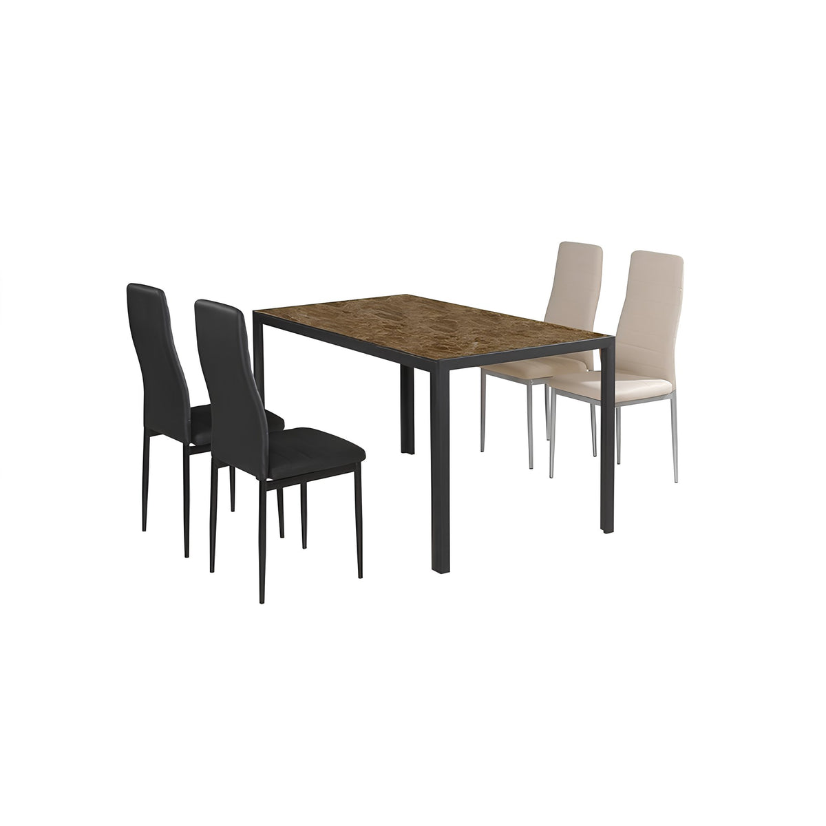 Scaun SAPRI, piele eco neagră/metal negru, 41x49x96 cm Kondela