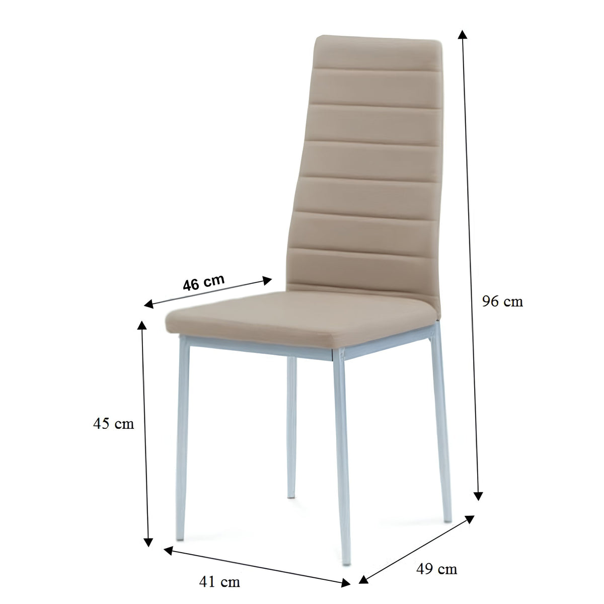Scaun SAPRI, piele eco bej/metal gri, 41x49x96 cm Kondela