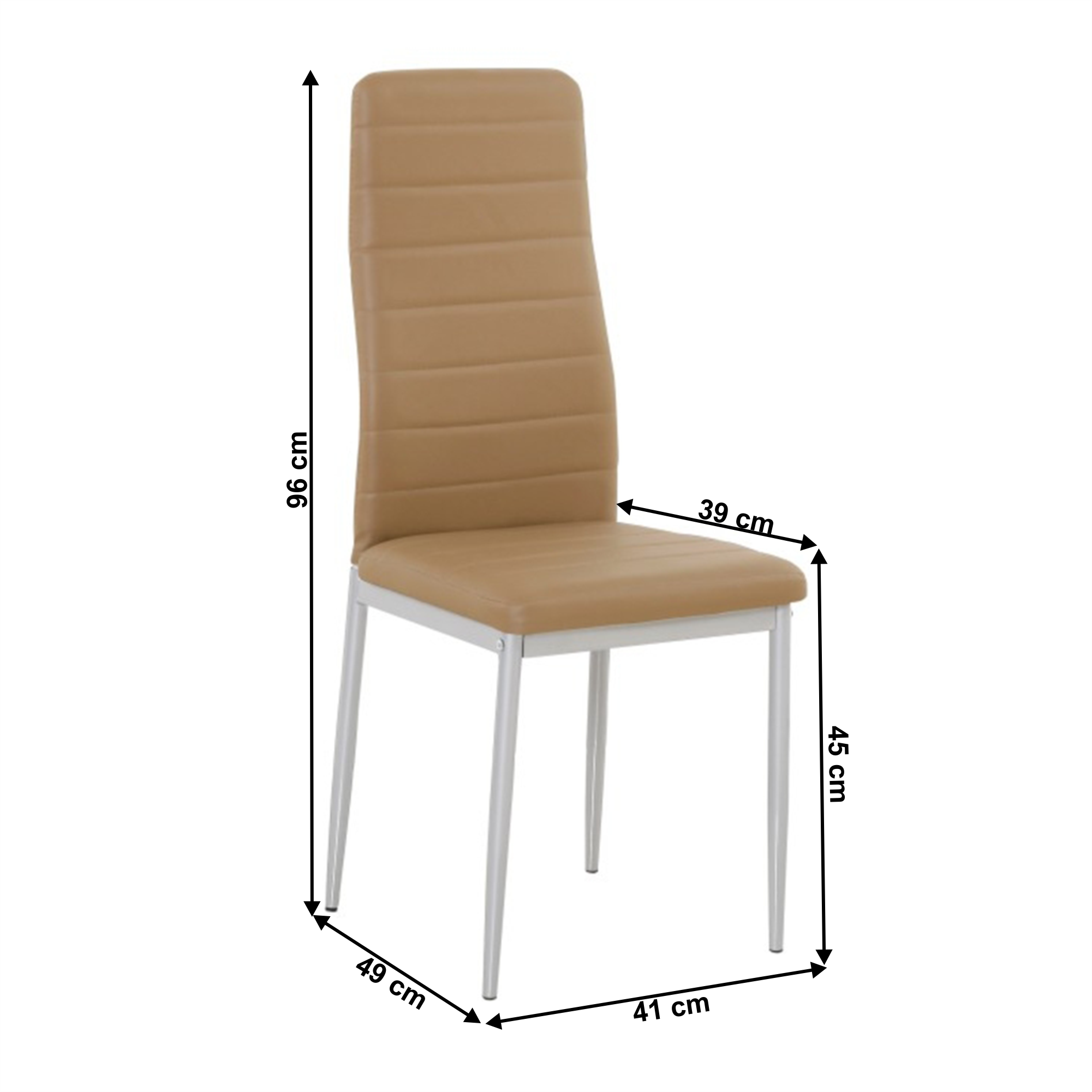 Scaune SAPRI, piele ecologică caramel/metal gri, 41x49x96 cm Kondela