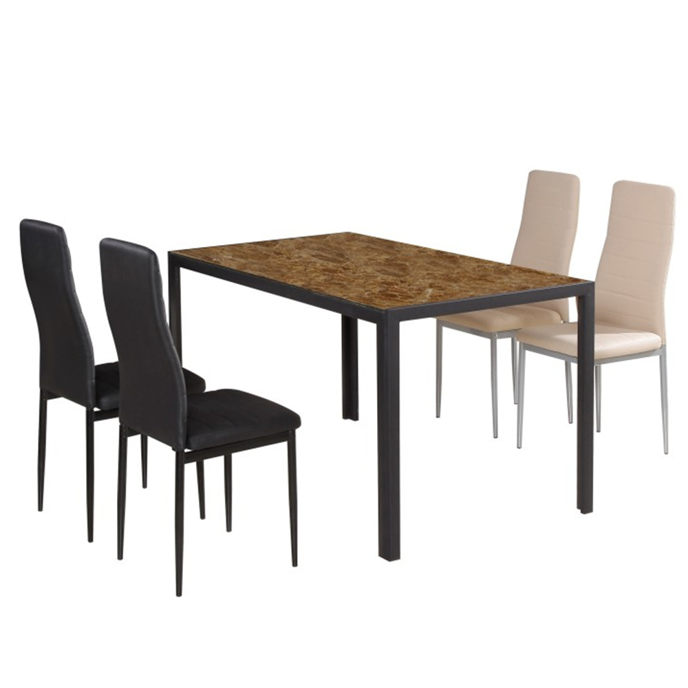 Scaune SAPRI, piele ecologică caramel/metal gri, 41x49x96 cm Kondela