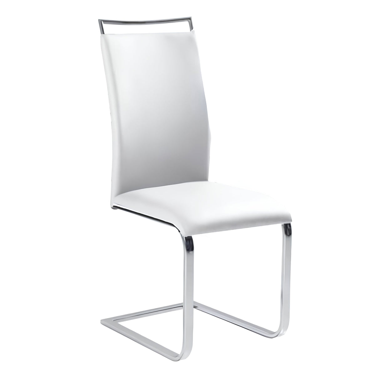Scaun dining, alb, piele ecologica/crom, 43x46x100 cm Kondela