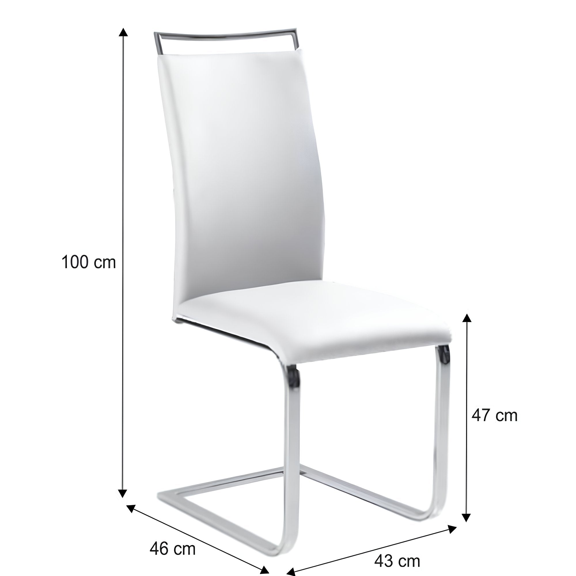 Scaun dining, alb, piele ecologica/crom, 43x46x100 cm Kondela