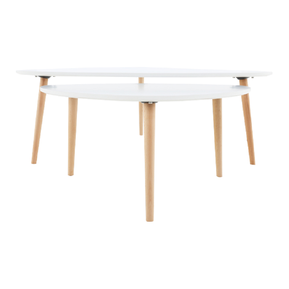 Set 2 măsuţe de cafea, alb/fag, FOLKO NEW Kondela