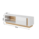 Comodă TV CITY 138, alb/stejar grandson, 1 ușă PUSH, 138 cm Kondela