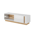 Comodă TV CITY 138, alb/stejar grandson, 1 ușă PUSH, 138 cm Kondela