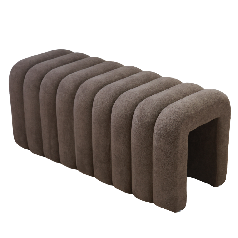 Bancă de design ORTONA, țesătură maro, 95x40x42 cm Kondela