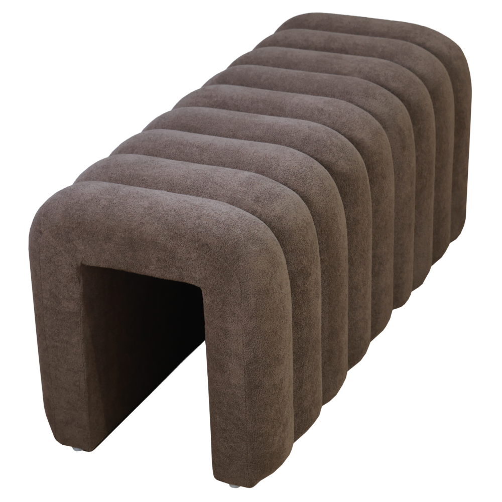 Bancă de design ORTONA, țesătură maro, 95x40x42 cm Kondela