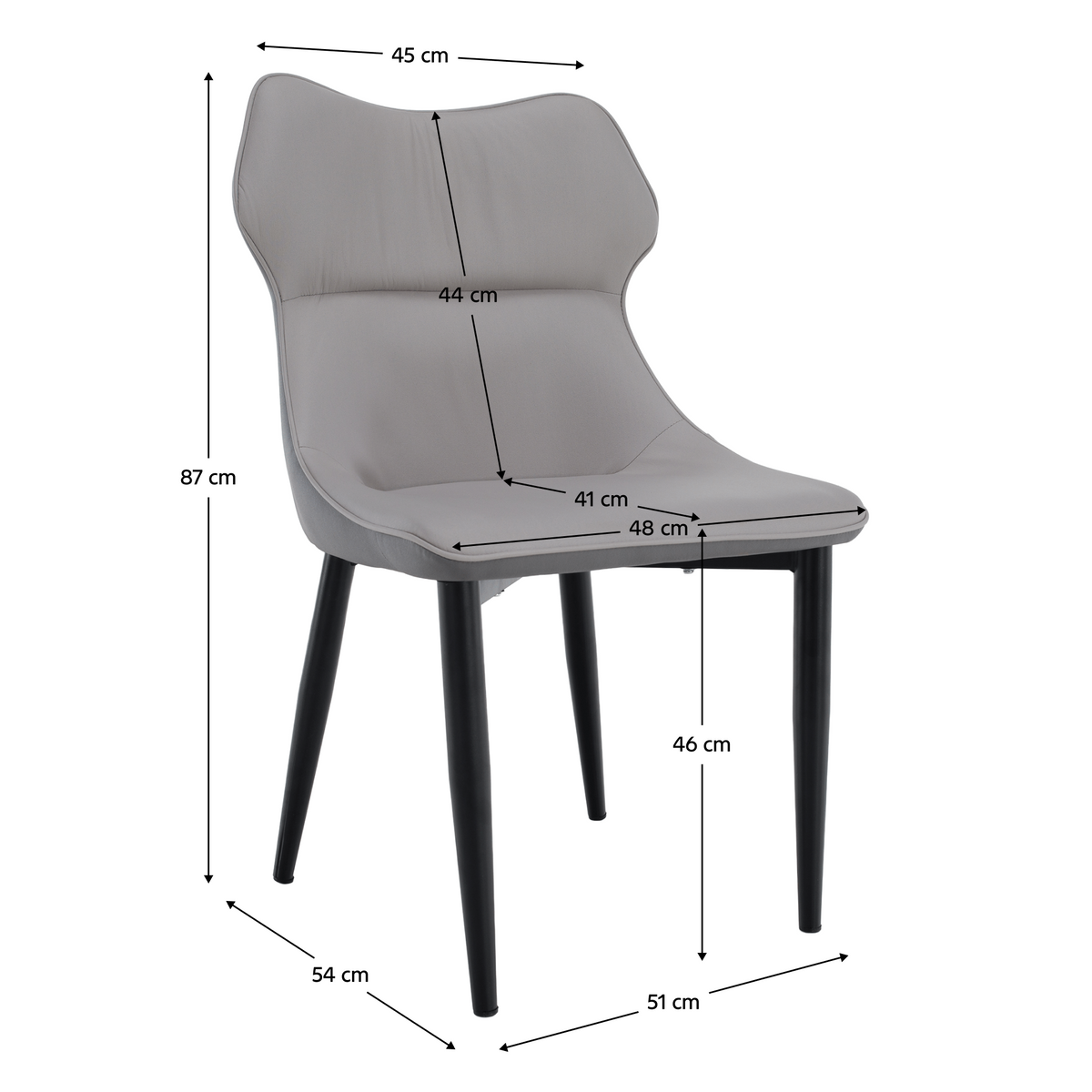 Scaun de dining, gri deschis / gri închis / negru, 51x54x87 cm Kondela