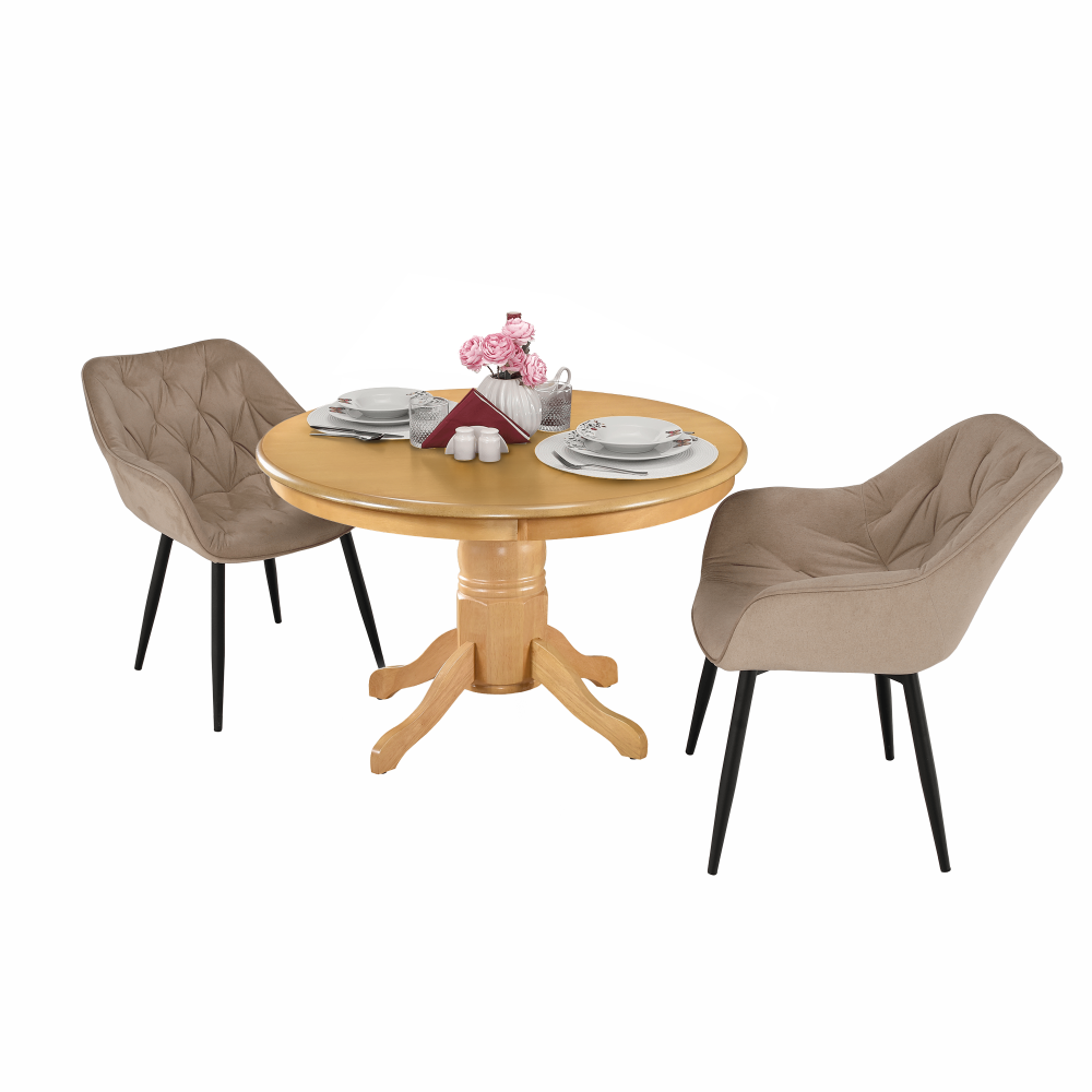 Masă de sufragerie VIGEVANO, rotundă, stejar deschis, diametru 106 cm, 106x106x75.8 cm Kondela