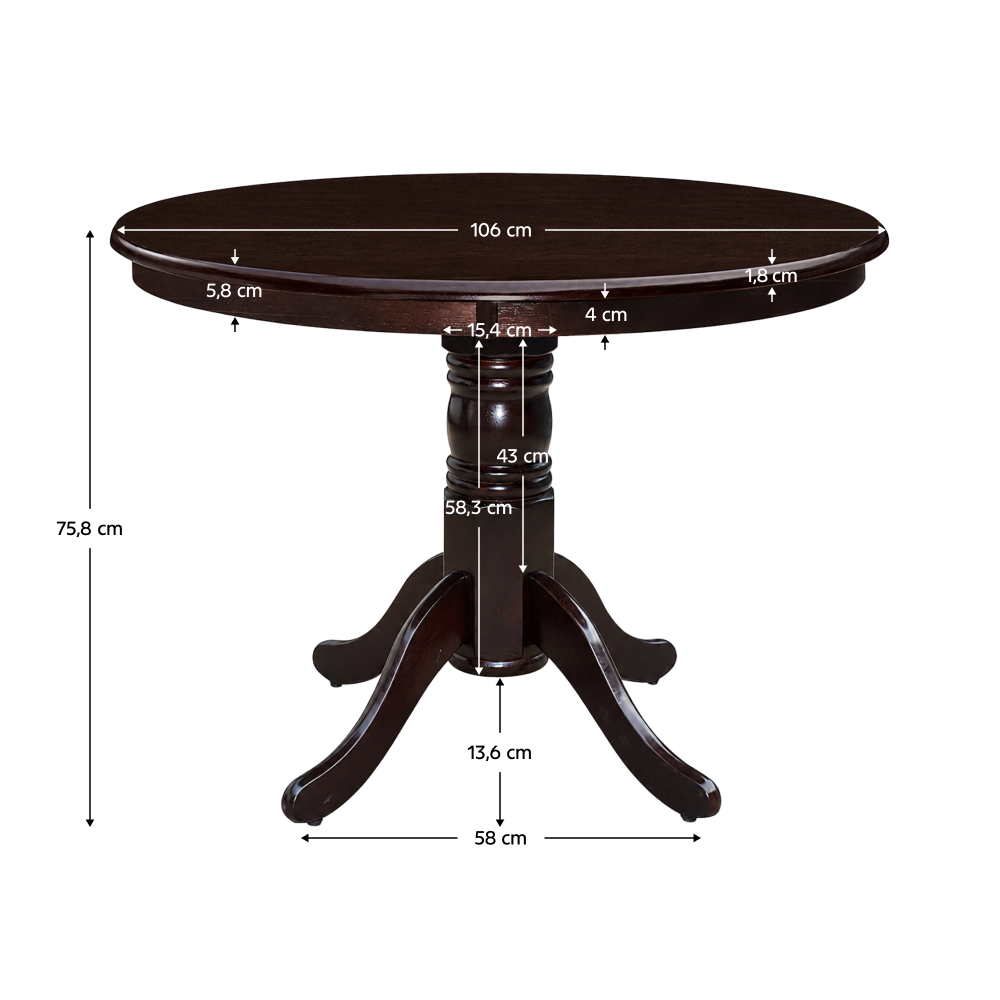 Masă de sufragerie, rotundă, castanie, diametru 106 cm, TABLOS NEW Kondela