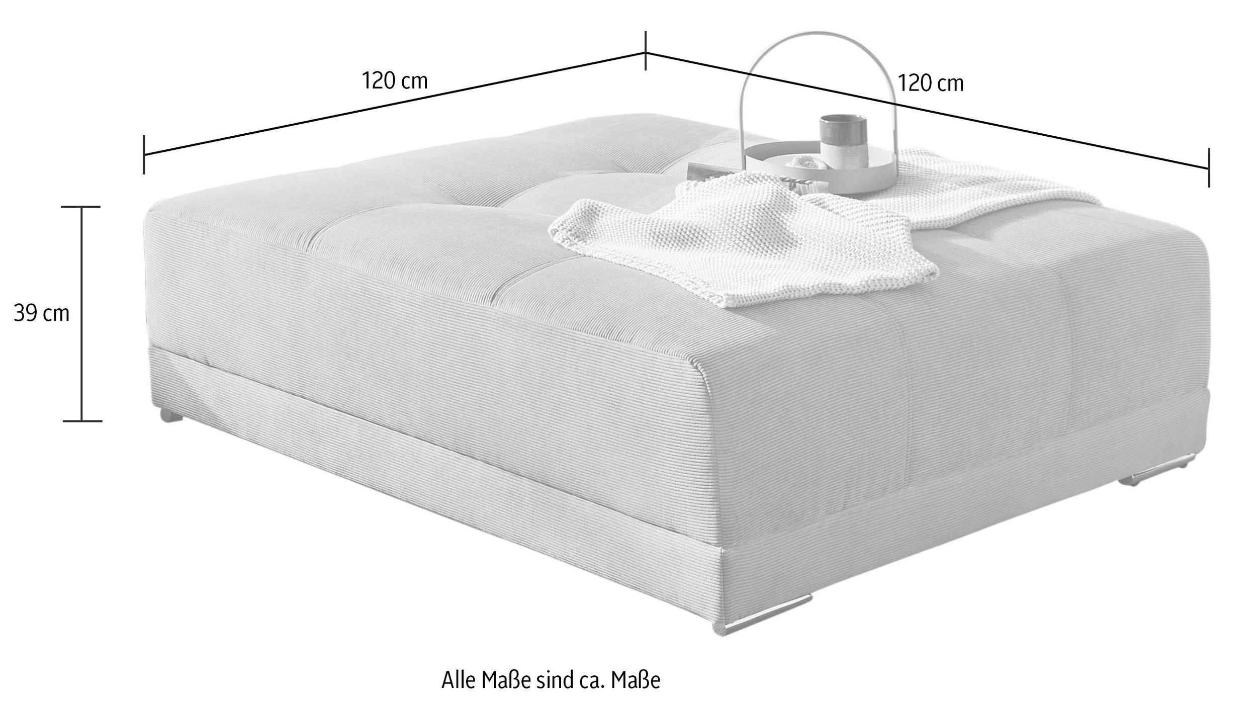 Taburet Moldau XXL 120 × 120 cm, gri, cu arc integrat Arboteca