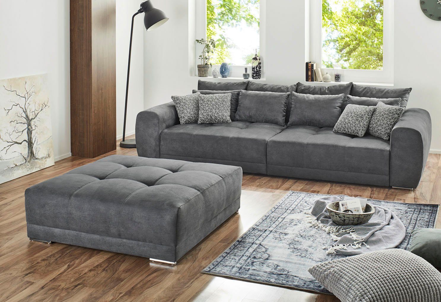 Taburet Moldau XXL 120 × 120 cm, gri, cu arc integrat Arboteca