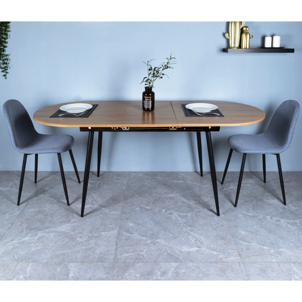 Masă dining, pliabilă, stejar / neagră 150-190x75 cm, TAMERON Kondela