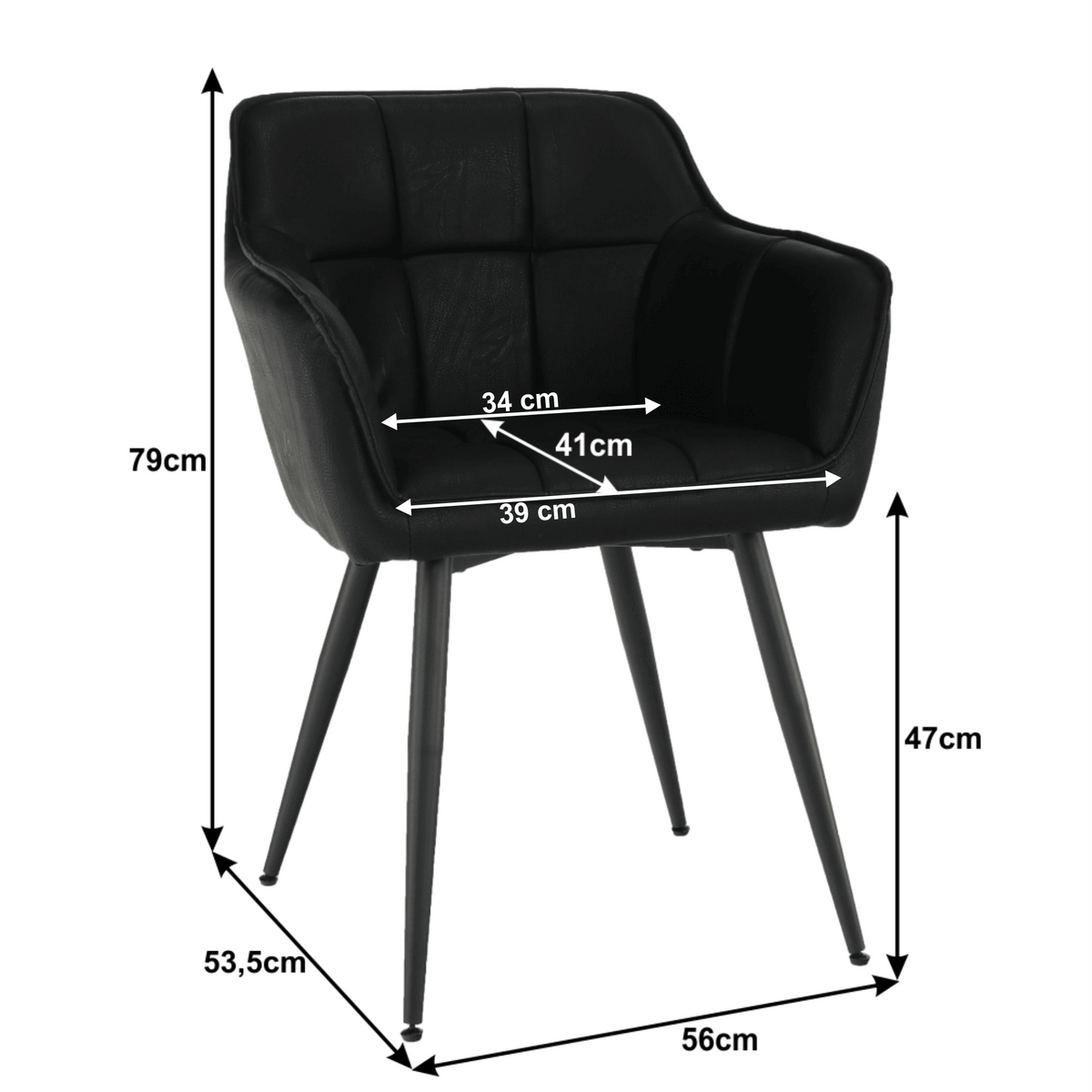 Fotoliu de design, negru, piele eco DELUXE/metal, 56x53.5x79 cm Kondela