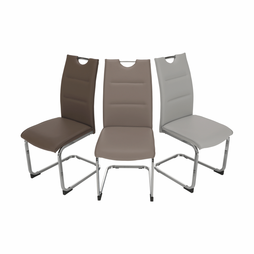 Scaun dining NAJAC, maro, piele eco/crom, 44x60.5x98 cm Kondela