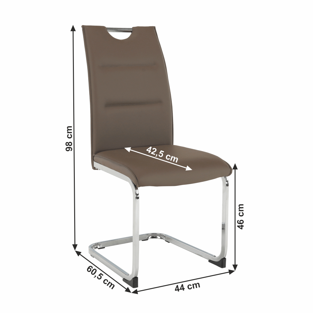 Scaun dining NAJAC, maro, piele eco/crom, 44x60.5x98 cm Kondela