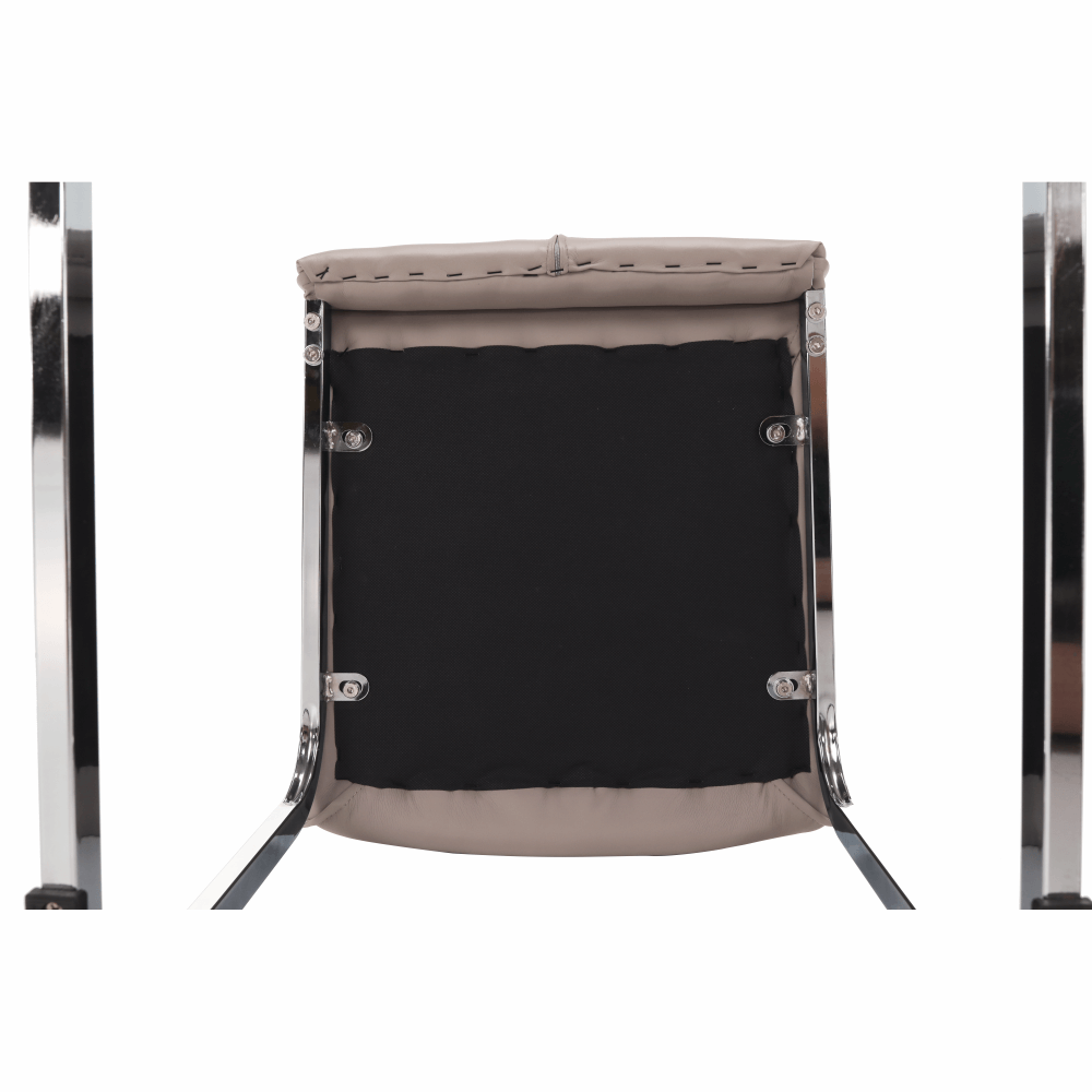 Scaun dining NAJAC, maro deschis, piele eco/crom, 44x60.5x98 cm Kondela
