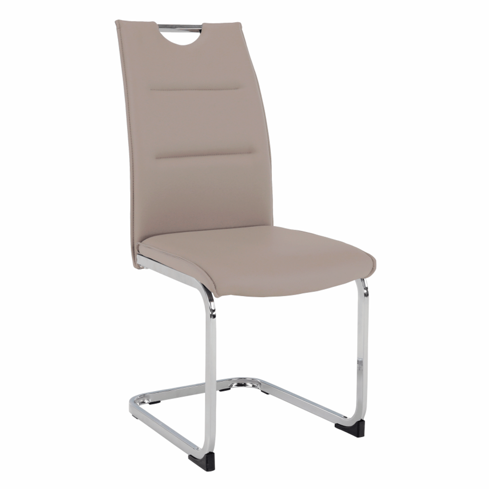 Scaun dining NAJAC, maro deschis, piele eco/crom, 44x60.5x98 cm Kondela