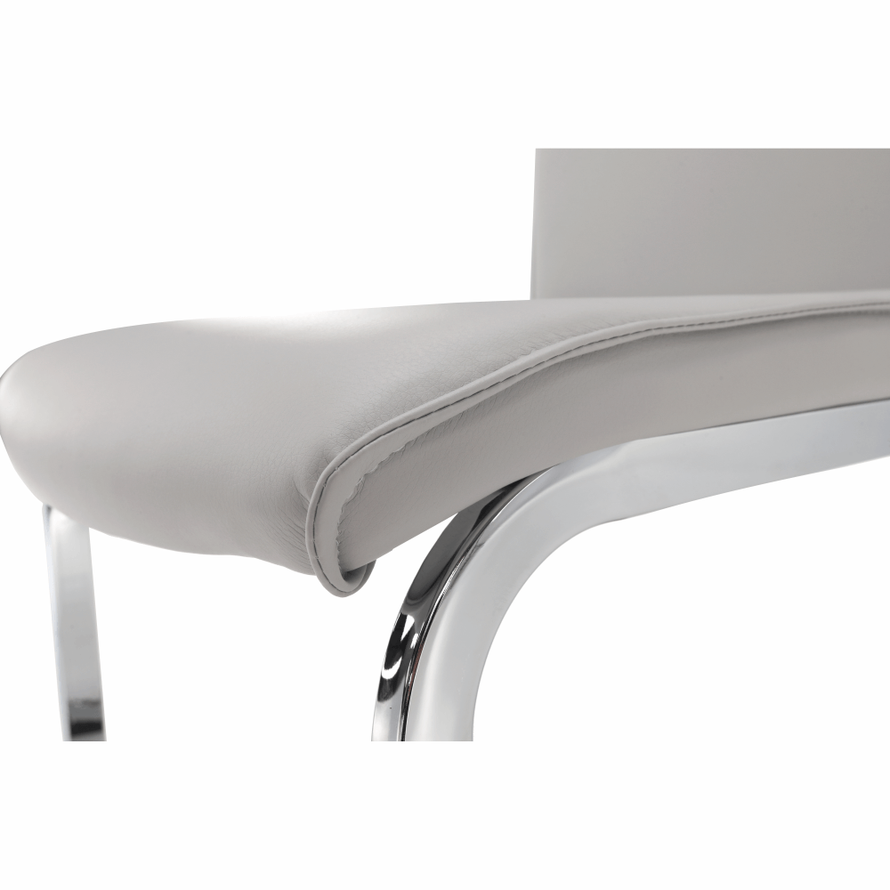 Scaun dining NAJAC, gri deschis, piele eco/crom, 44x60.5x98 cm Kondela