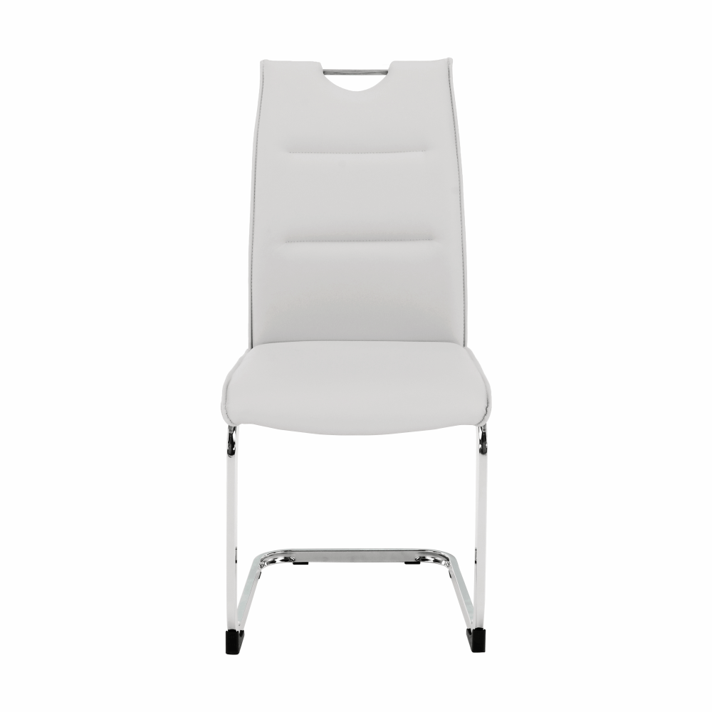 Scaun dining NAJAC, gri deschis, piele eco/crom, 44x60.5x98 cm Kondela