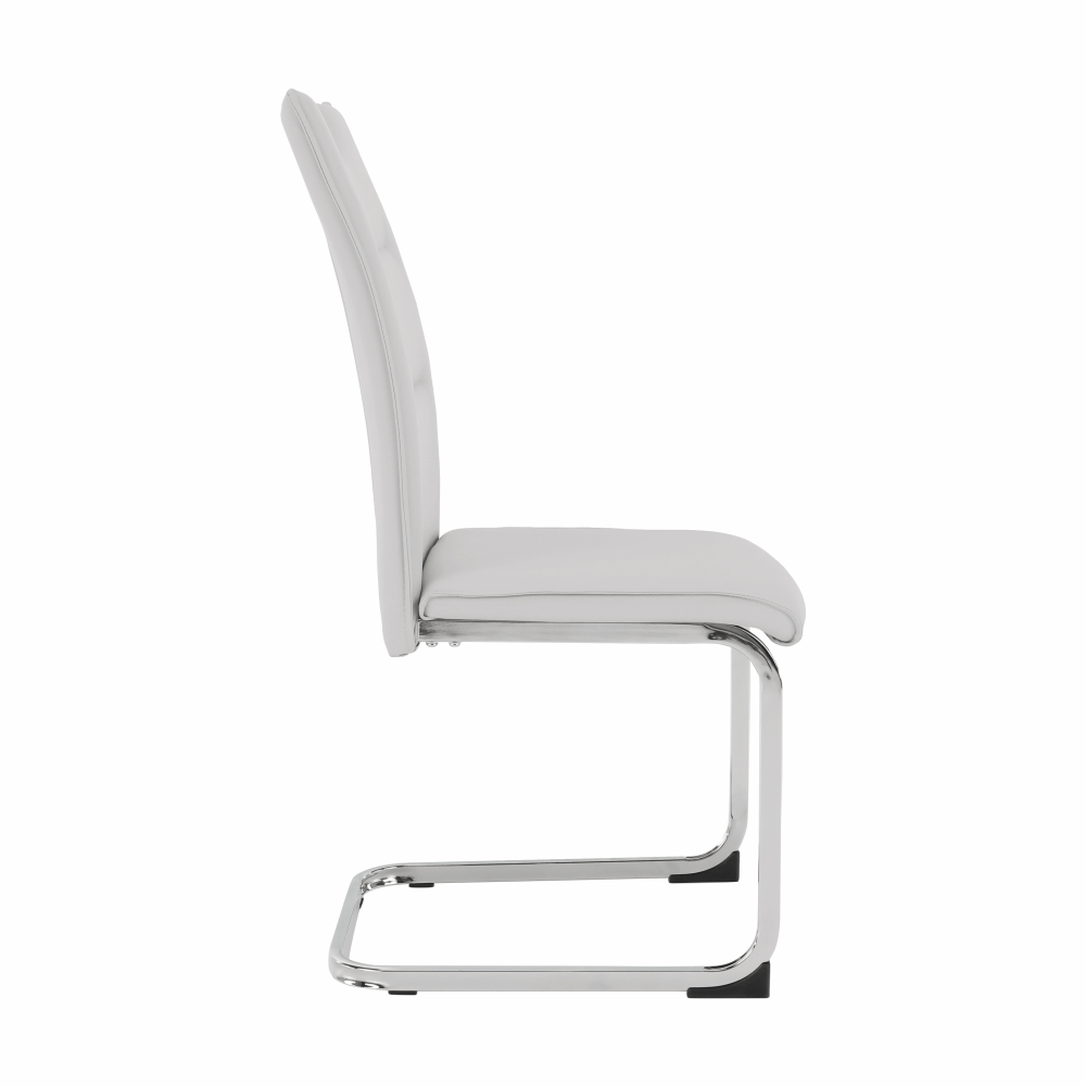 Scaun dining NAJAC, gri deschis, piele eco/crom, 44x60.5x98 cm Kondela