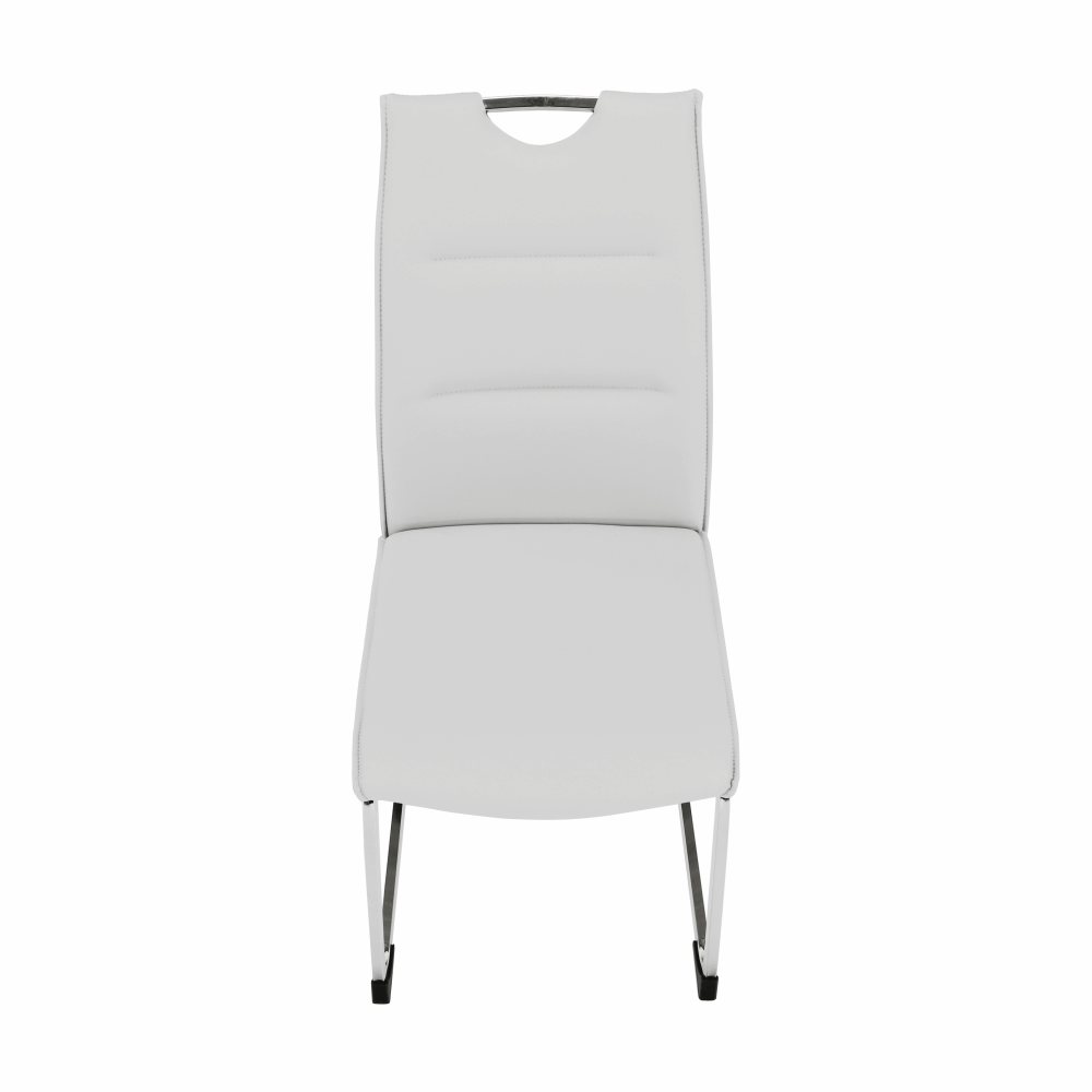 Scaun dining NAJAC, gri deschis, piele eco/crom, 44x60.5x98 cm Kondela