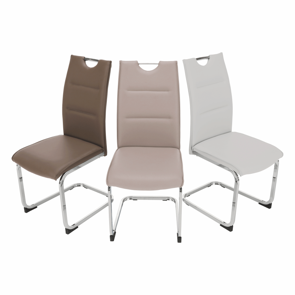 Scaun dining NAJAC, gri deschis, piele eco/crom, 44x60.5x98 cm Kondela