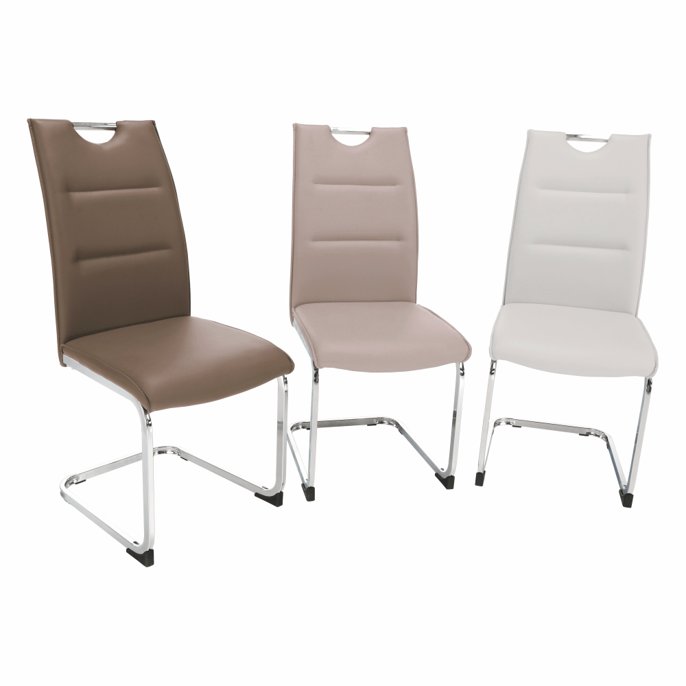 Scaun dining NAJAC, gri deschis, piele eco/crom, 44x60.5x98 cm Kondela