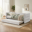 Pat extensibil TRINIA, gri-bej, 90x200 cm, cu pat suplimentar Kondela