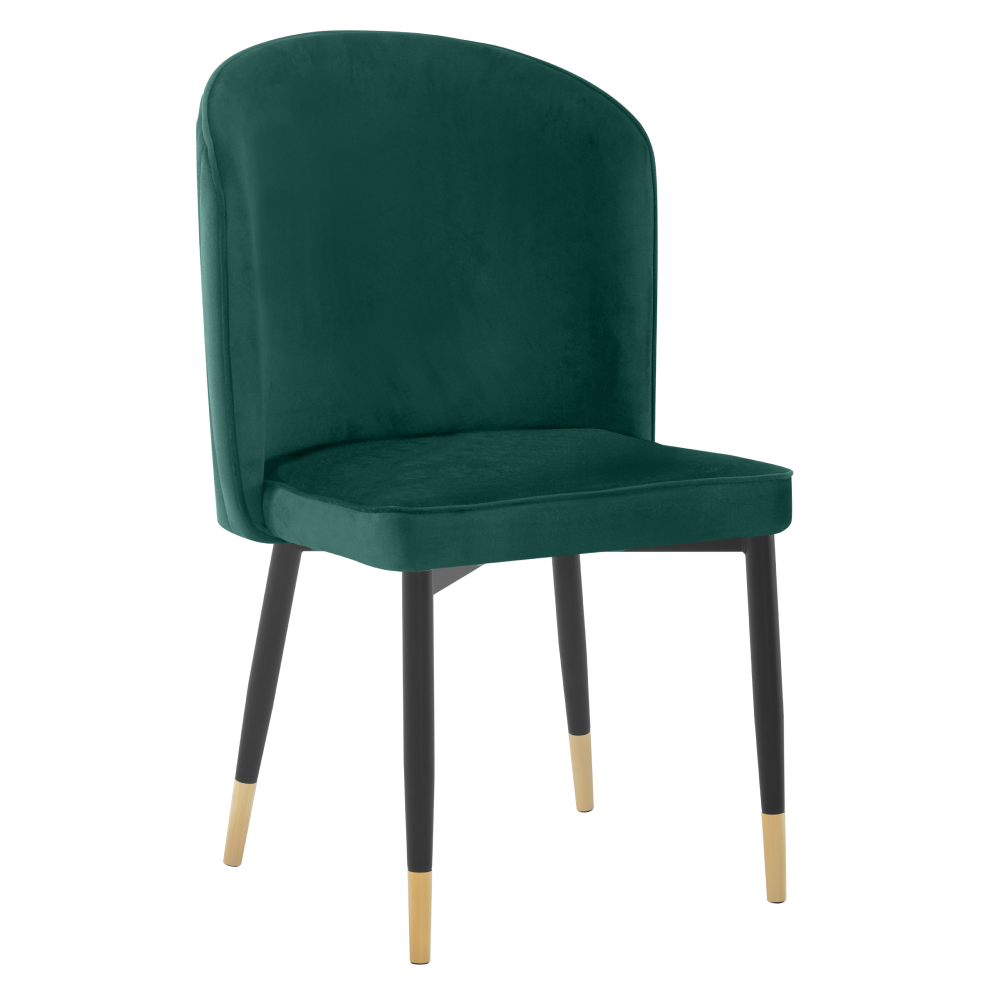 Scaun de sufragerie BRIVIESGA, țesătură Velvet verde/negru, 51x60x86 cm Kondela