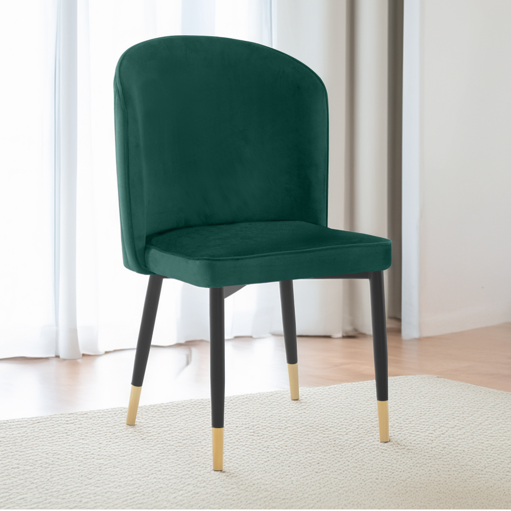 Scaun de sufragerie BRIVIESGA, țesătură Velvet verde/negru, 51x60x86 cm Kondela